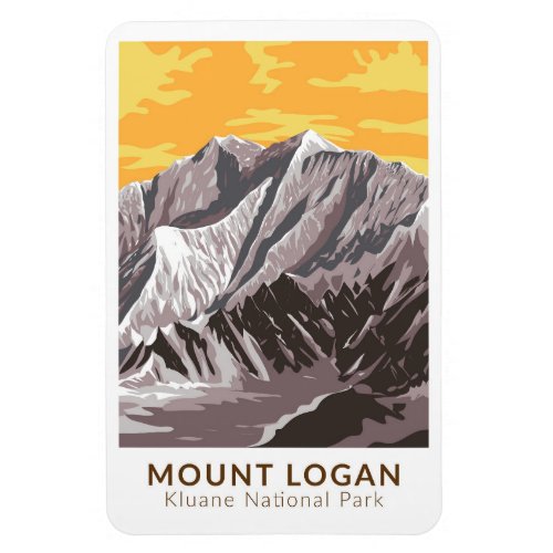 Mount Logan Canada Travel Art Vintage Magnet