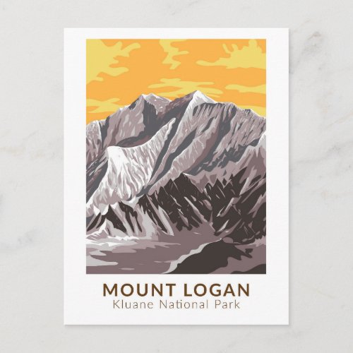 Mount Logan Canada Travel Art Vintage Postcard