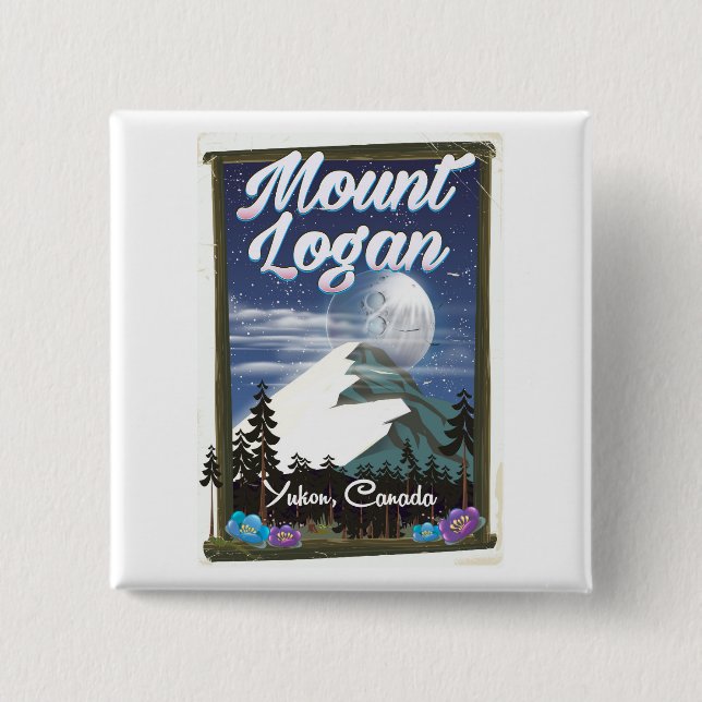 Mount Logan , Yukon, Canada Button (Front)