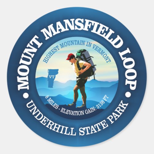 Mount Mansfield Loop C Classic Round Sticker