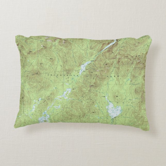 Mount Marcy Topographical Map - Adirondack Park Accent Pillow (Back)
