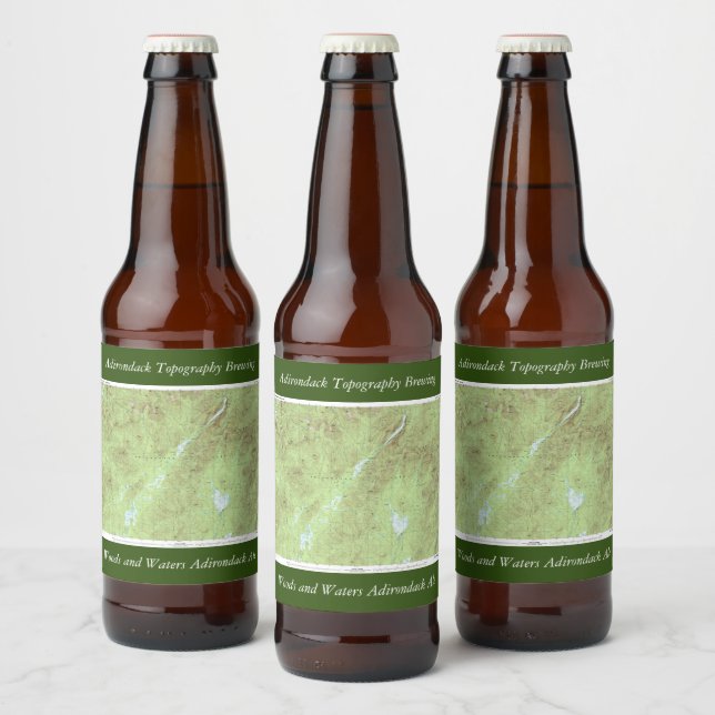 Mount Marcy Topographical Map - Adirondack Park Beer Bottle Label (Bottles)