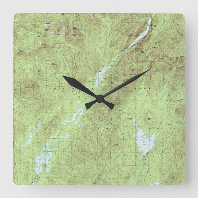Mount Marcy Topographical Map - Adirondack Park Square Wall Clock (Front)