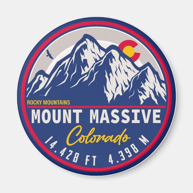 Mount Massive Colorado - 14ers fourteener hiking Magnet (Front)