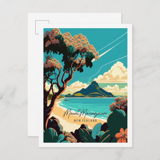 Mount Maunganui New Zealand vintage travel Postcard (Front/Back)