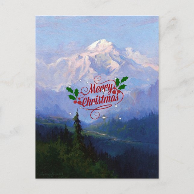 Mount McKinley, Alaska - Merry Christmas Holiday Postcard (Front)