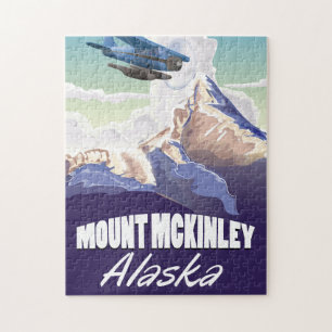Mount McKinley vintage travel poster Jigsaw Puzzle