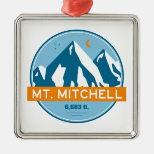 Mount Mitchell North Carolina Stars Moon Metal Ornament
