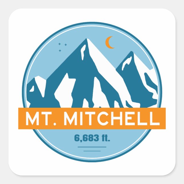 Mount Mitchell North Carolina Stars Moon Square Sticker (Front)