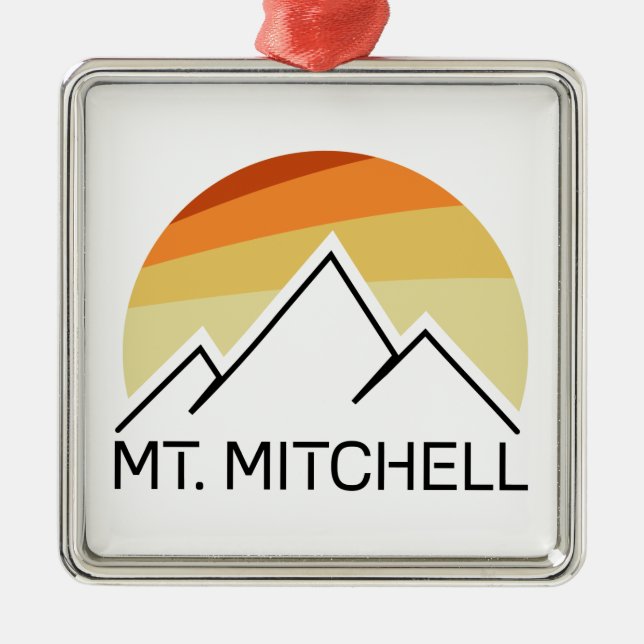 Mount Mitchell Retro Metal Ornament (Front)