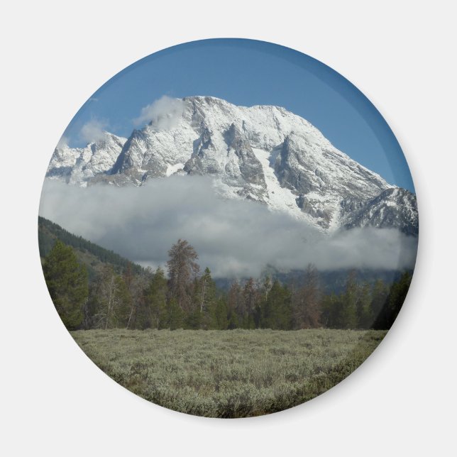 Mount Moran and Clouds at Grand Teton Magnet (Front)