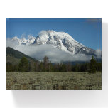 Mount Moran and Clouds at Grand Teton Paperweight