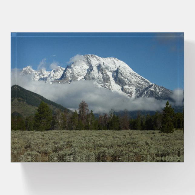 Mount Moran and Clouds at Grand Teton Paperweight (Front)