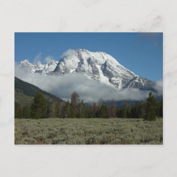Mount Moran And Clouds At Grand Teton Postcard by mlewallpapers at Zazzle
