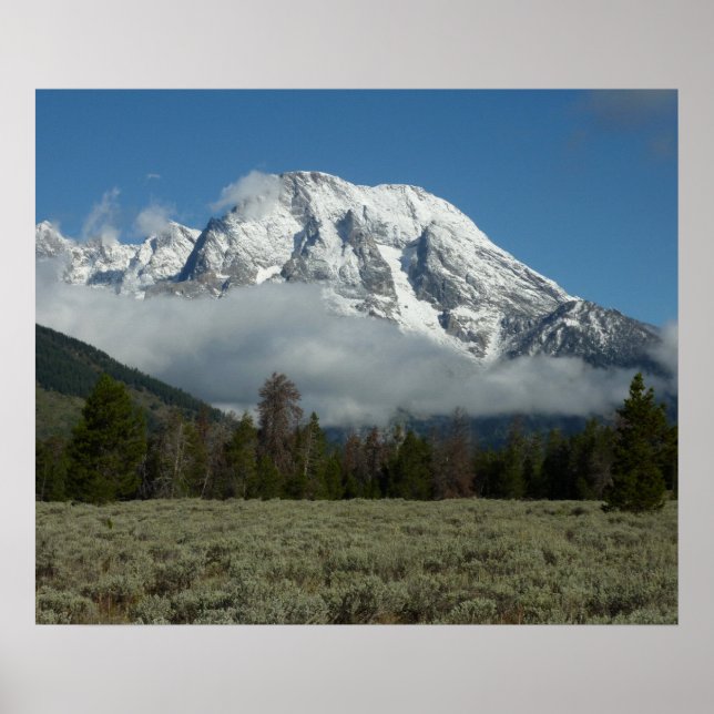 Mount Moran and Clouds at Grand Teton Poster (Front)