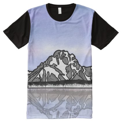 Mount Moran Mountain Illustration All-Over-Print Shirt