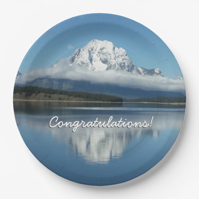 Mount Moran Reflection at Grand Teton Paper Plates (Front)