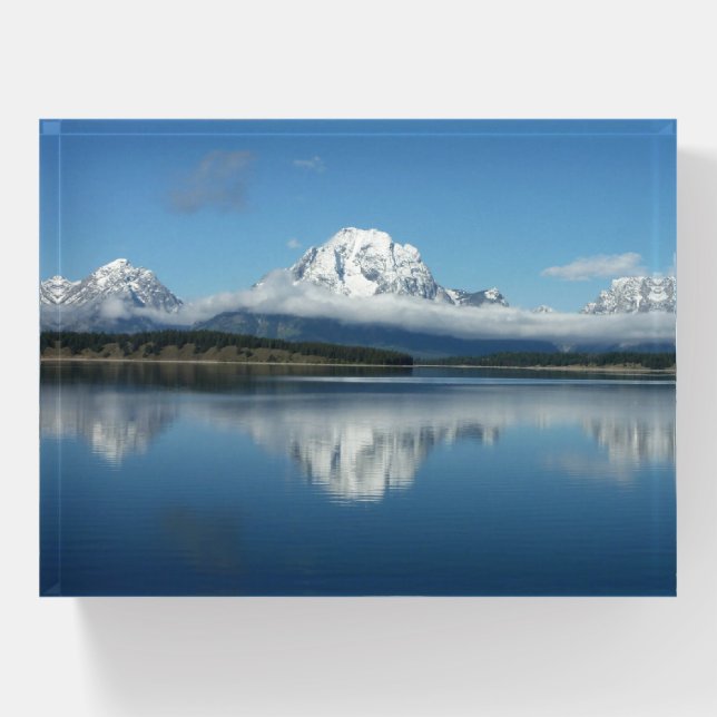 Mount Moran Reflection at Grand Teton Paperweight (Front)