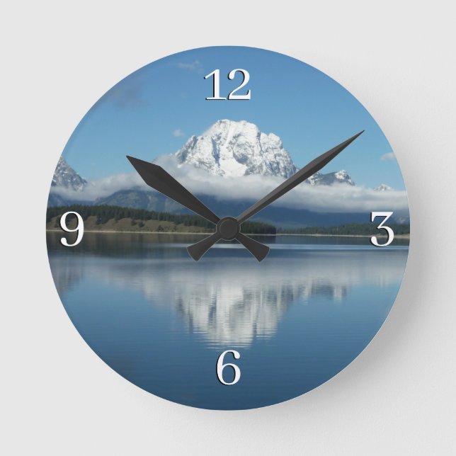 Mount Moran Reflection at Grand Teton Round Clock (Front)