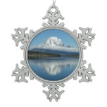 Mount Moran Reflection at Grand Teton Snowflake Pewter Christmas Ornament