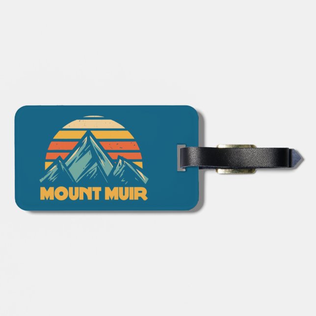 Mount Muir California Retro Turquoise Luggage Tag (Back Horizontal)