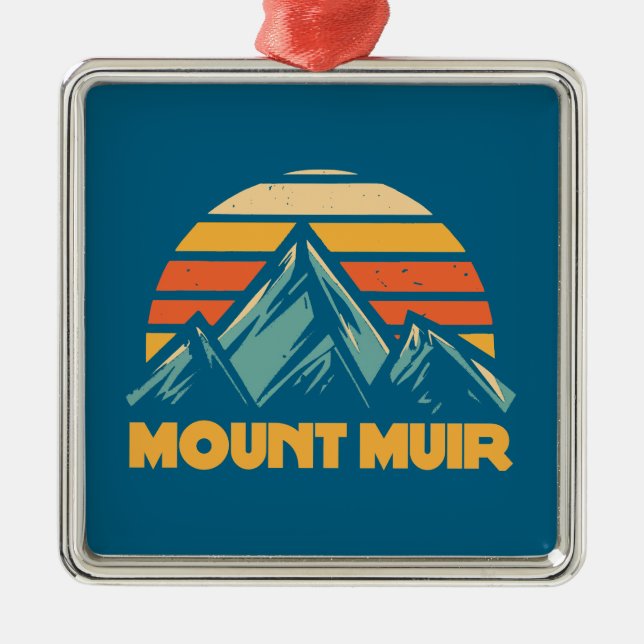 Mount Muir California Retro Turquoise Metal Ornament (Front)