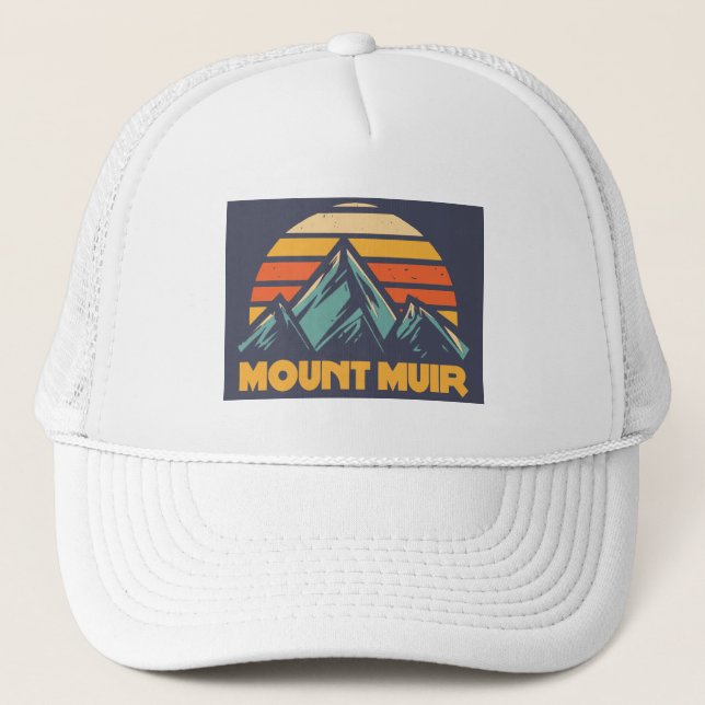 Mount Muir California Retro Turquoise Trucker Hat (Front)