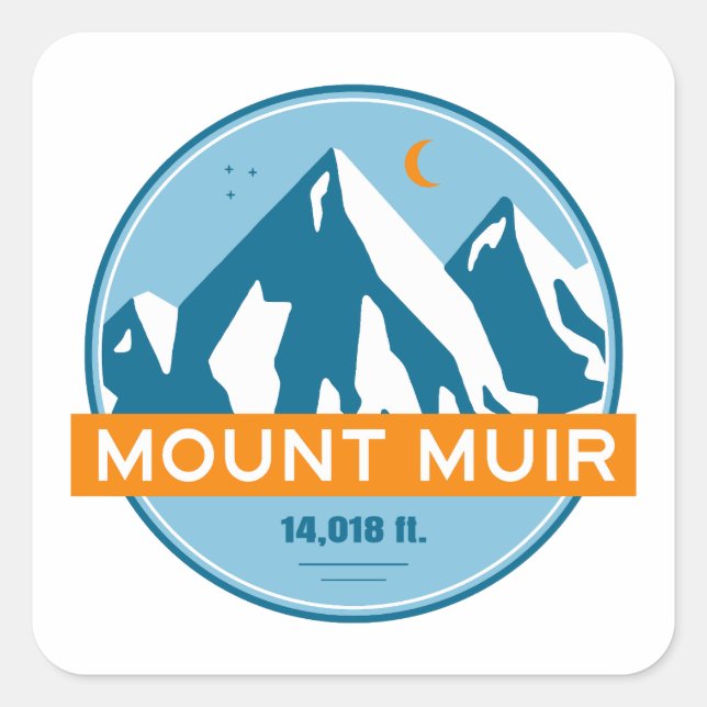 Mount Muir California Stars Moon Square Sticker (Front)