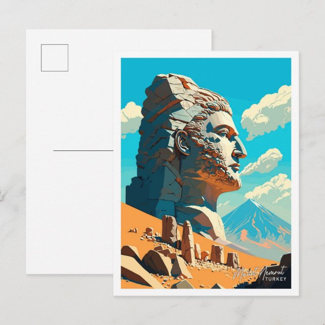 Mount Nemrut Turkey Travel Vintage illustration Postcard (Front/Back)