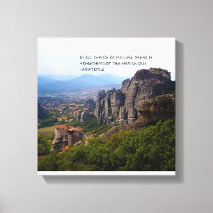 Mount Olympus Greece Monastery Aristotle Quote Canvas Print