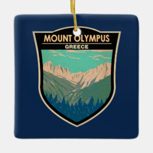 Mount Olympus Greece Travel Art Vintage Ceramic Ornament