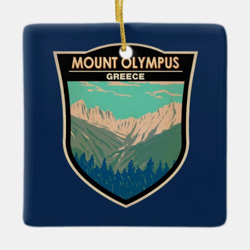 Mount Olympus Greece Travel Art Vintage Ceramic Ornament