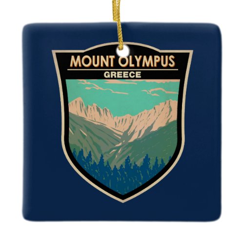 Mount Olympus Greece Travel Art Vintage Ceramic Ornament