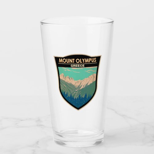 Mount Olympus Greece Travel Art Vintage Glass