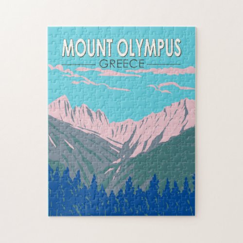Mount Olympus Greece Travel Art Vintage Jigsaw Puzzle