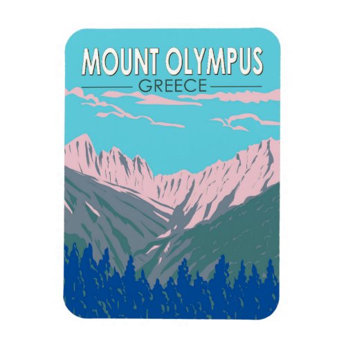 Mount Olympus Greece Travel Art Vintage Magnet