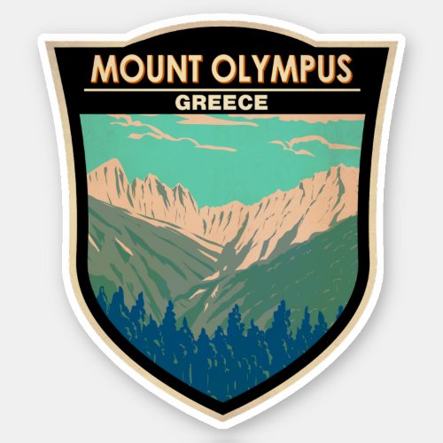 Mount Olympus Greece Travel Art Vintage Sticker