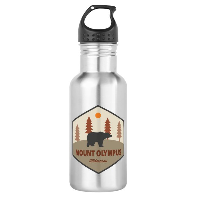 Mount Olympus Wilderness Utah Bear Stainless Steel Water Bottle (Front)