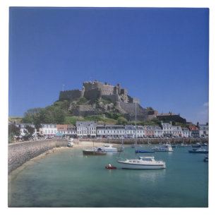 Mount Orgueil Castle and harbour, Gorey, Jersey Ceramic Tile