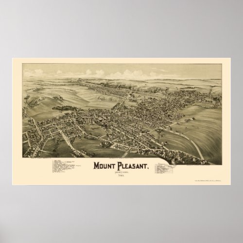 Mount Pleasant PA Panoramic Map _ 1900 Poster