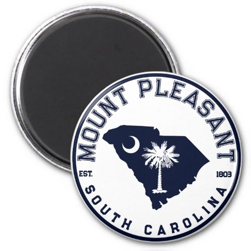 Mount Pleasant SC Flag Map Navy Vintage Souvenir Magnet