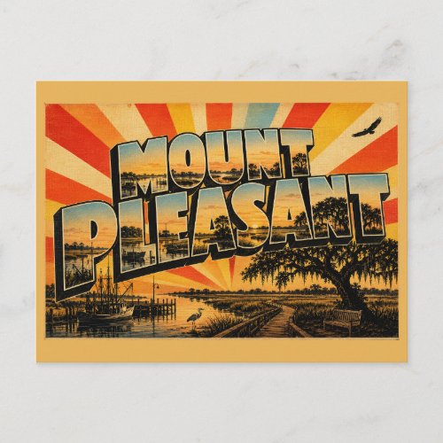 Mount Pleasant SC Tidal Creek Salt Marsh Art Postcard