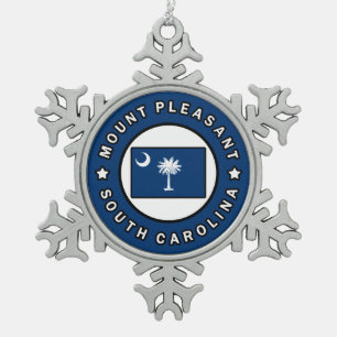 Mount Pleasant South Carolina Snowflake Pewter Christmas Ornament
