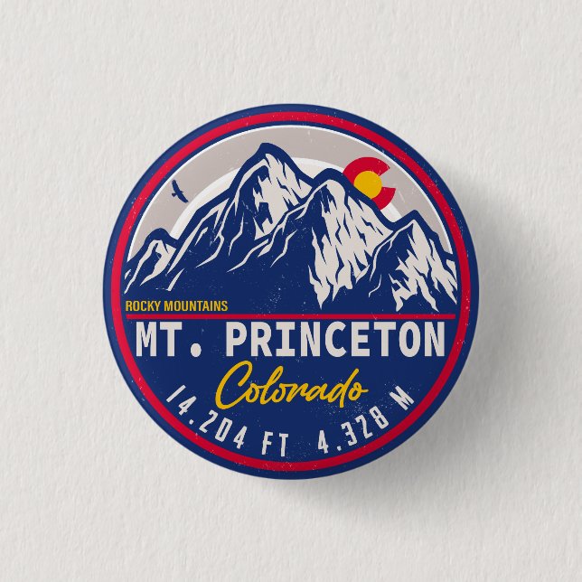 Mount Princeton Colorado - 14ers fourteener hiking Button (Front)