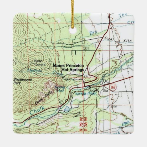 Mount Princeton Hot Springs Topo Map Ceramic Ornament