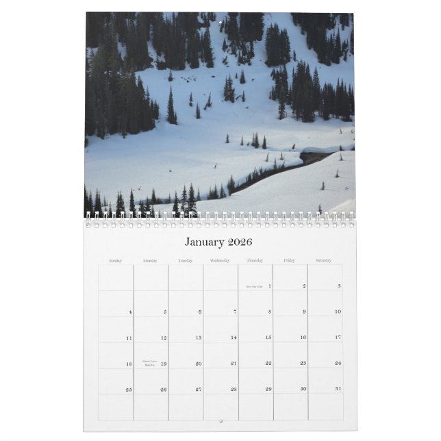 Mount Rainier 2013 calendar (Jan 2026)