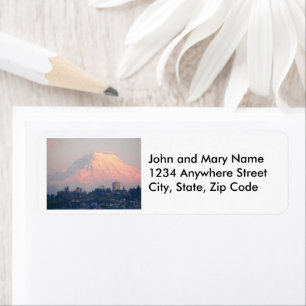 Mount Rainier Alpenglow Landscape Address Label
