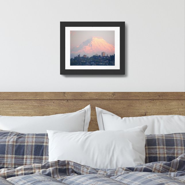 Mount Rainier Alpenglow Landscape Framed Art (Bedroom)