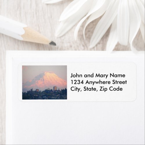 Mount Rainier Alpenglow Return Address Label