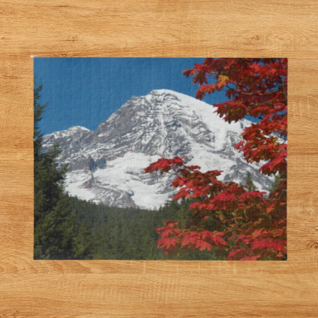 Mount Rainier and Autumn Leaves Jigsaw Puzzle (In Situ)